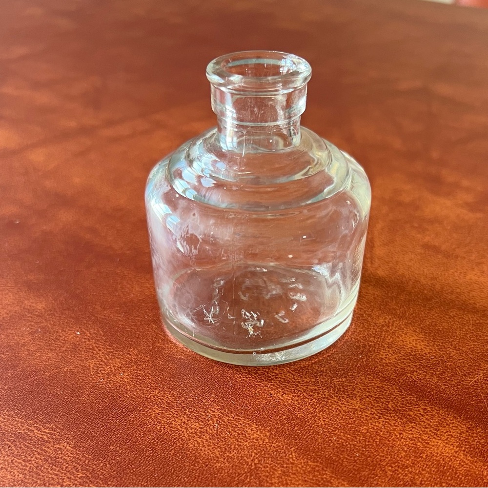 Antique Clear Ink Well Bottle 3 1/8 oz